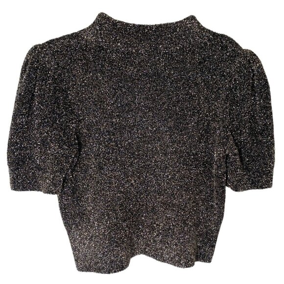 Kate Spade Sweater Womens S Crop Sparkly Glitter Mock Neck Holiday Top - Picture 3 of 12